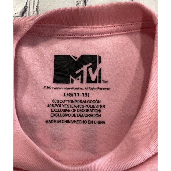 MTV Sweatshirt Women's Size L Color Pink Embroidered Logo Graphic Pullover - Picture 5 of 8